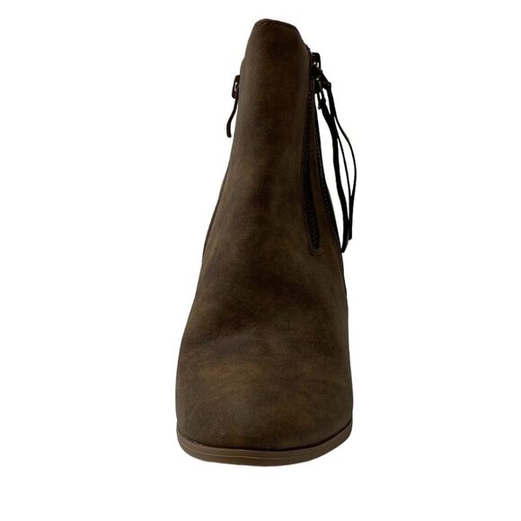 Journee Ankle Booties Shoe Women's 7‎ Brown Zipper-Accent Block-Heel NEW - Picture 5 of 8